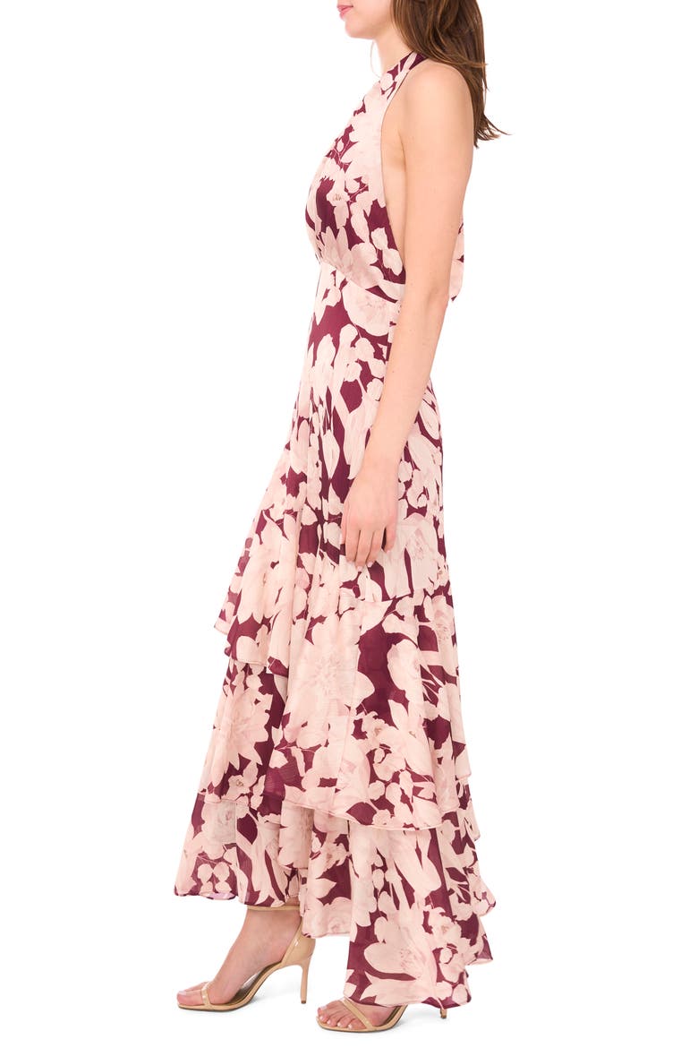 The Vanya Floral Evening Dress, Alternate, color, ZINFANDEL