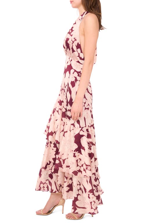 Parker The Vanya Floral Evening Dress In Burgundy