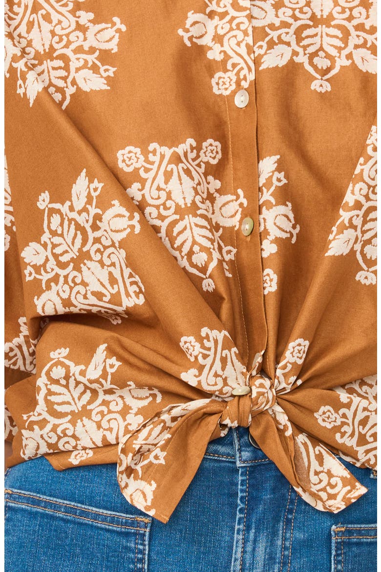 Tie Front Shirt, Alternate, color, ROOT BROWN