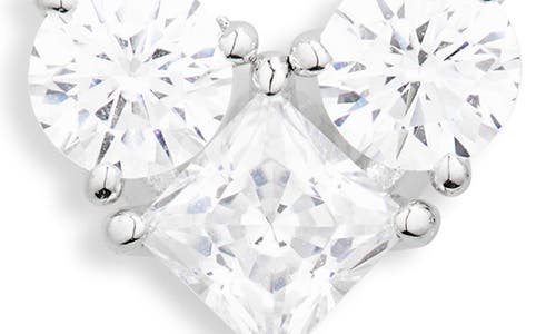 Nadri Set Of 2 Cubic Zirconia Heart & Linear Stud Earrings In Rhodium