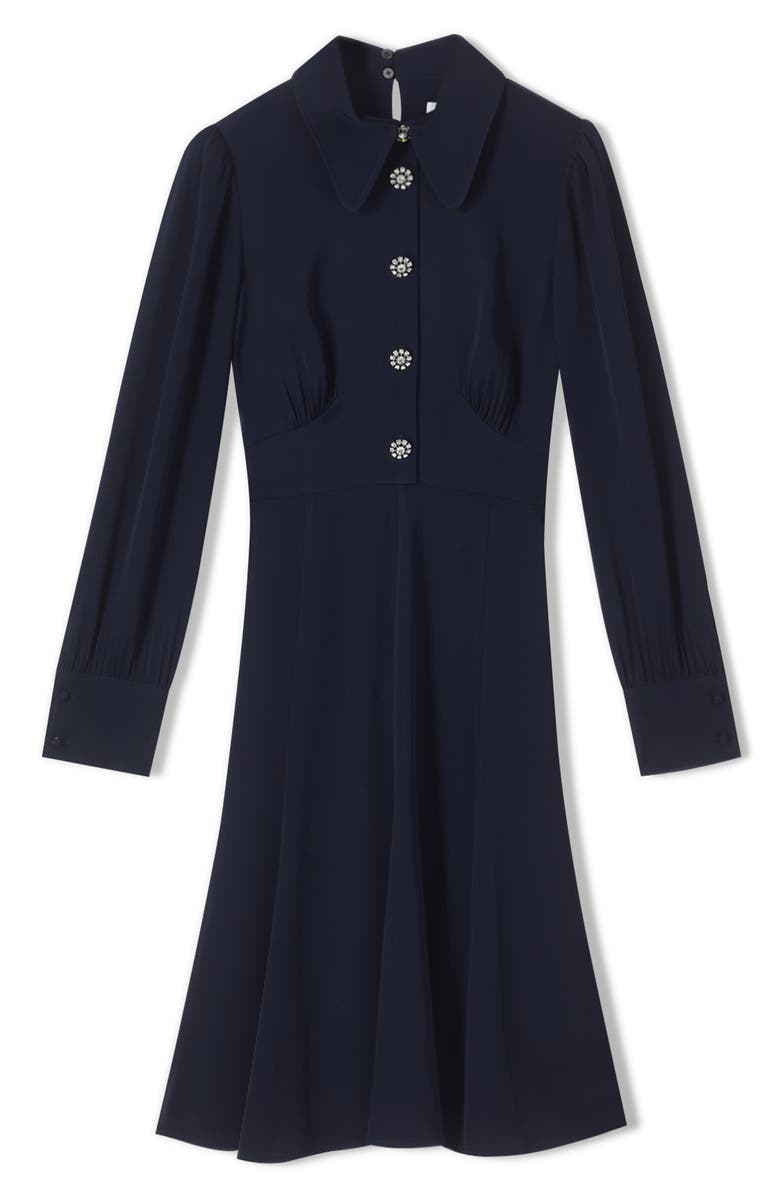 LK Bennett Mira Button Front Long Sleeve Crepe Dress, Alternate, color, 