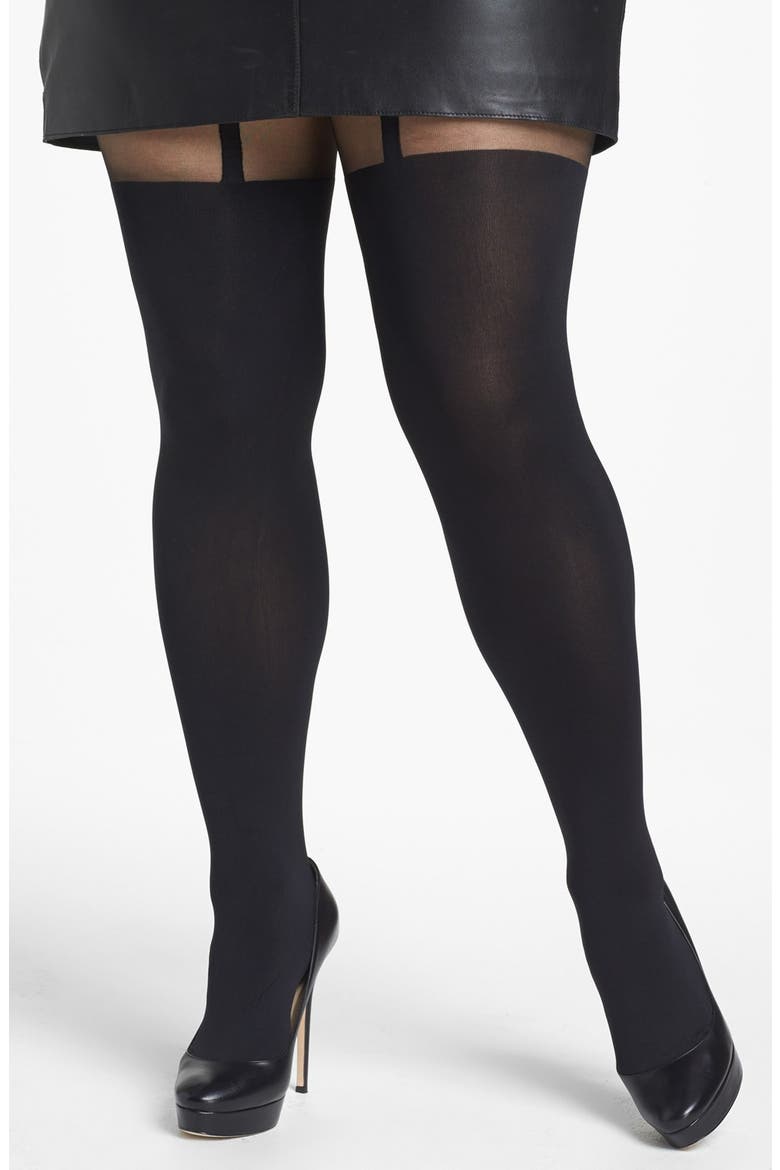 'Curves - Suspender' Tights, Main, color, BLACK