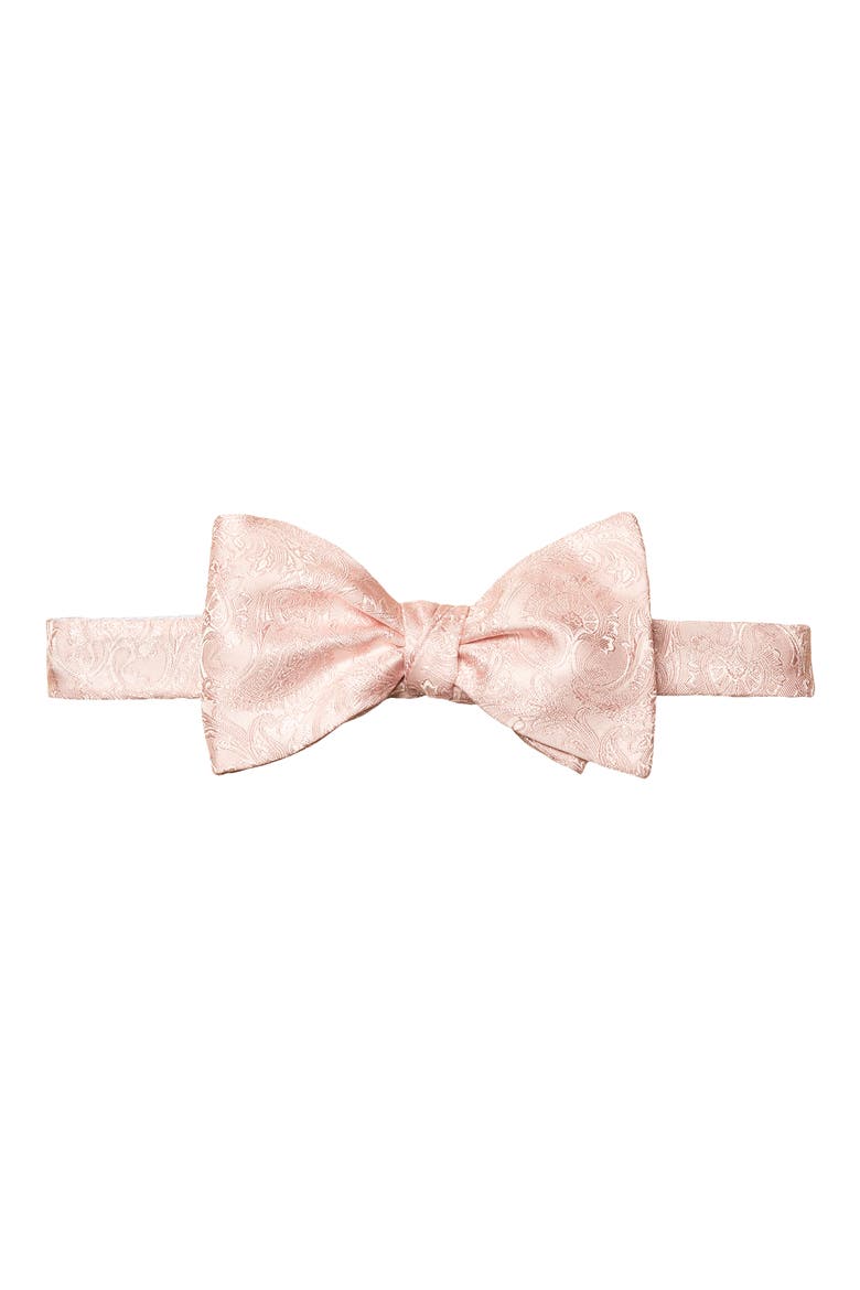 Pink Paisley Silk Bow Tie, Main, color, MEDIUM PINK