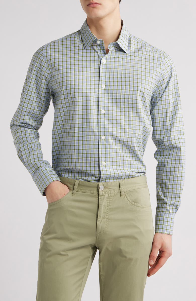 Scott Barber Newport Plaid Cotton Poplin Button-Up Shirt, Main, color, 