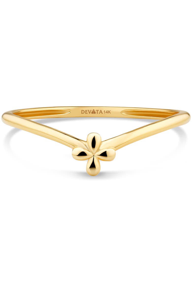 Clover on Chevron Ring in 14K Gold, Main, color, Yellow Gold