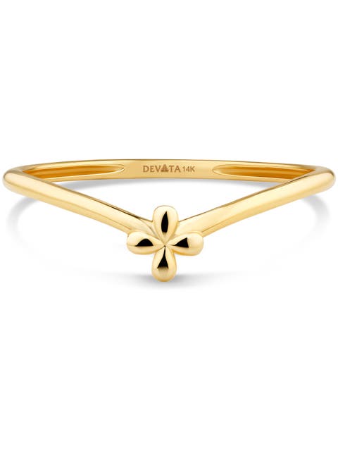 Clover on Chevron Ring in 14K Gold