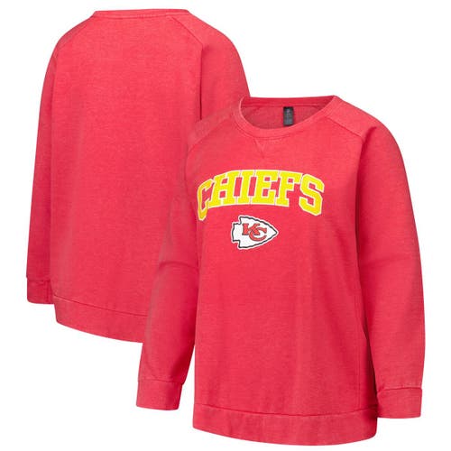 Profile Fanatics  Red Kansas City Chiefs Acid Wash Raglan Pullover Sweatshirt In Red