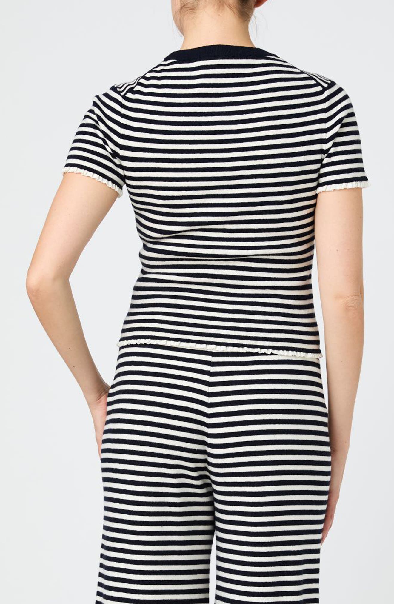 Stripe Rib Short Sleeve Sweater - image 2