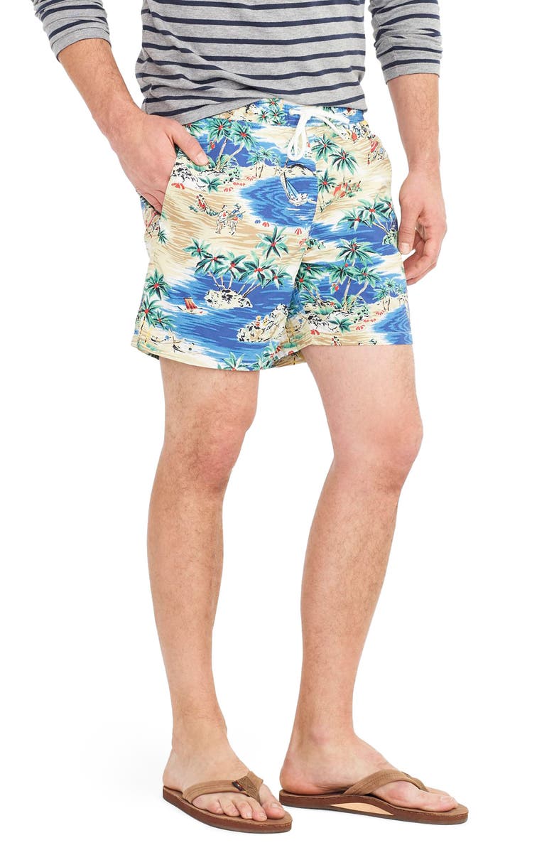 J.Crew Island Print Swim Trunks, Alternate, color,