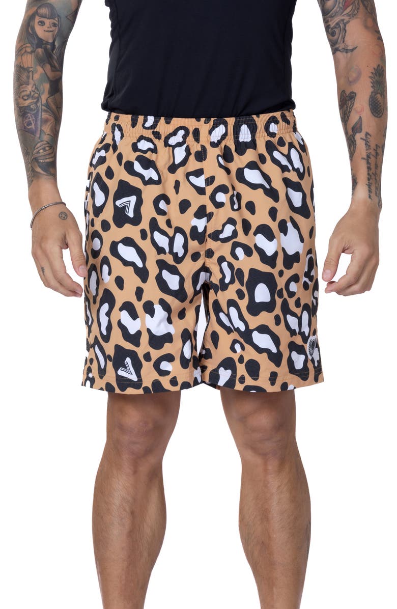VAST Leopard Print Volley Swim Trunks, Main, color, Leopard