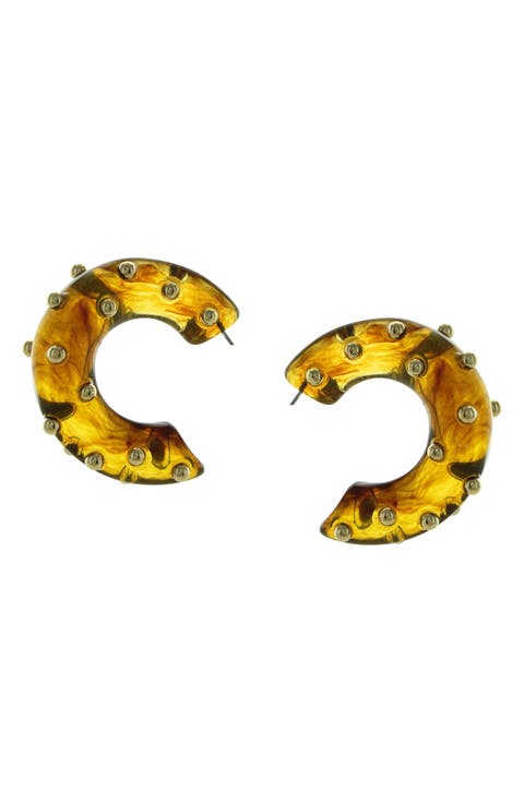 Brandy Studded Resin Hoop Earrings