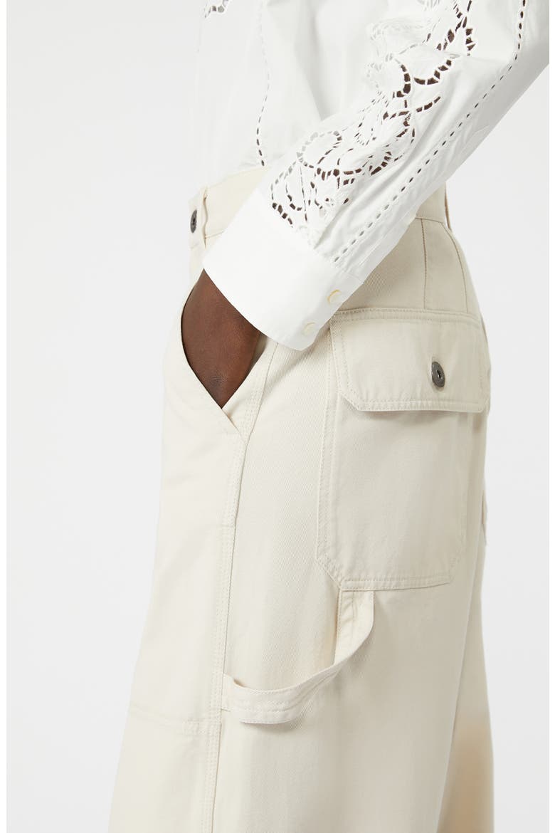Caronte Wide Leg Cotton Twill Carpenter Pants, Alternate, color, IVORY
