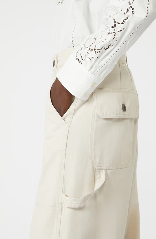 Weekend Max Mara Caronte Wide Leg Cotton Twill Carpenter Pants In White
