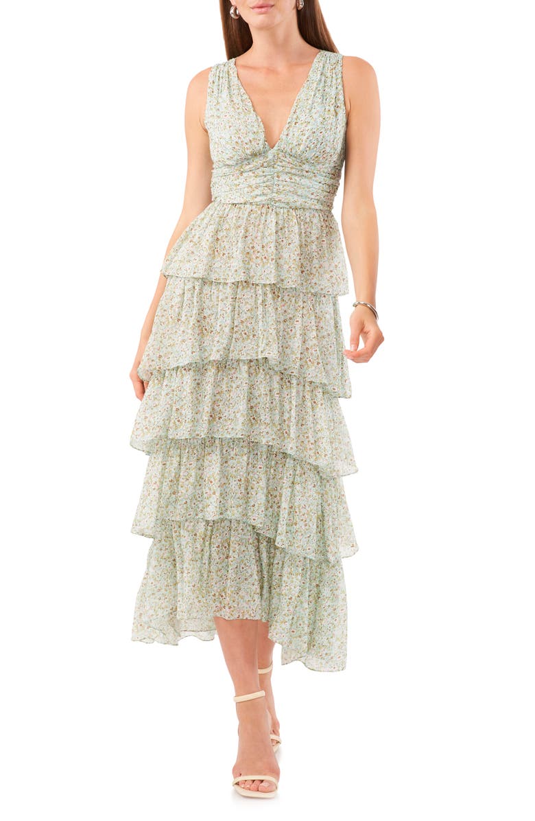 1.STATE Cascade Floral Tiered Dress, Main, color,