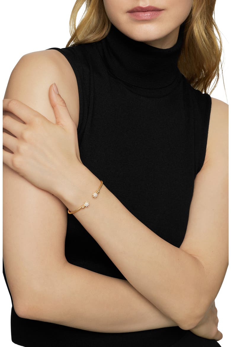 Petite Starbust Cable Cuff Bracelet, Alternate, color, DIAMOND/ YELLOW GOLD