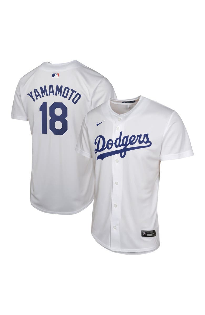 Nike Youth Nike Yoshinobu Yamamoto White Los Angeles Dodgers Home Replica Player Jersey, Alternate, color, 