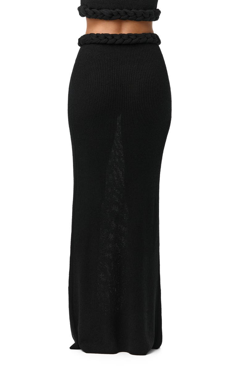 Naked Wardrobe Braided Waist Maxi Sweater Skirt, Alternate, color, Black