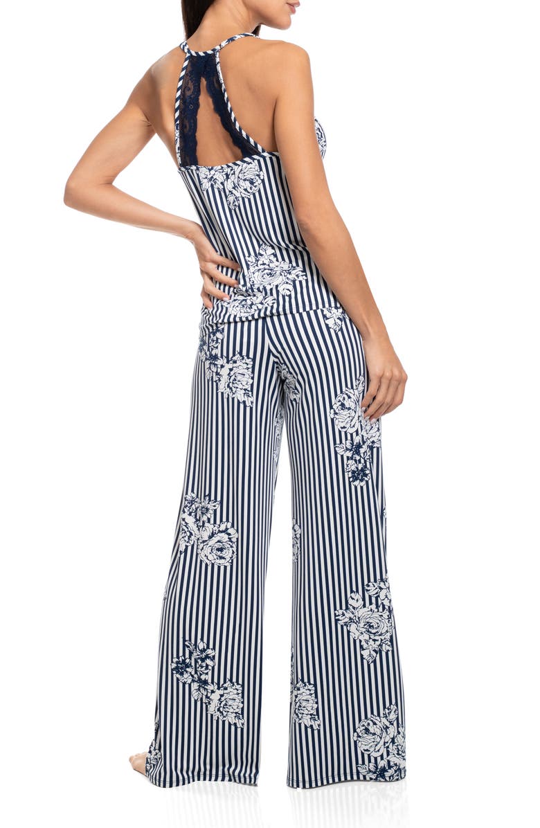 In Bloom by Jonquil Marnie Print Long Pajamas, Alternate, color, Navy/ Ivy