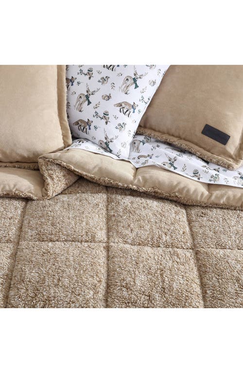 Eddie Bauer Sherwood Reversible Faux Shearling King Comforter Set In Light Pastel Brown