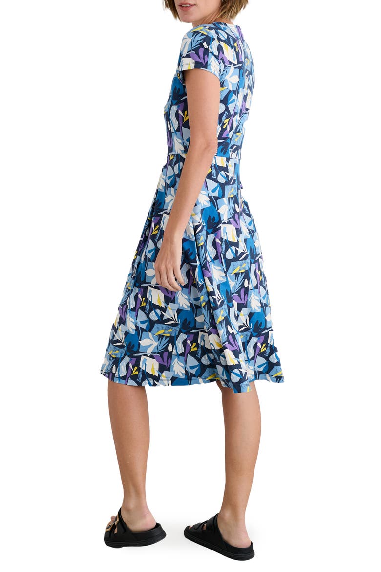 Pier View Stretch Organic Cotton Fit & Flare Dress, Alternate, color, PAPERCUT SHAPES MARITIME