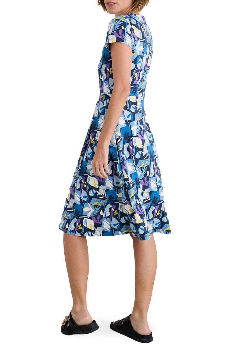 Seasalt Cornwall Pier View Stretch Organic Cotton Fit & Flare Dress, Alternate, color, Papercut Shapes Maritime