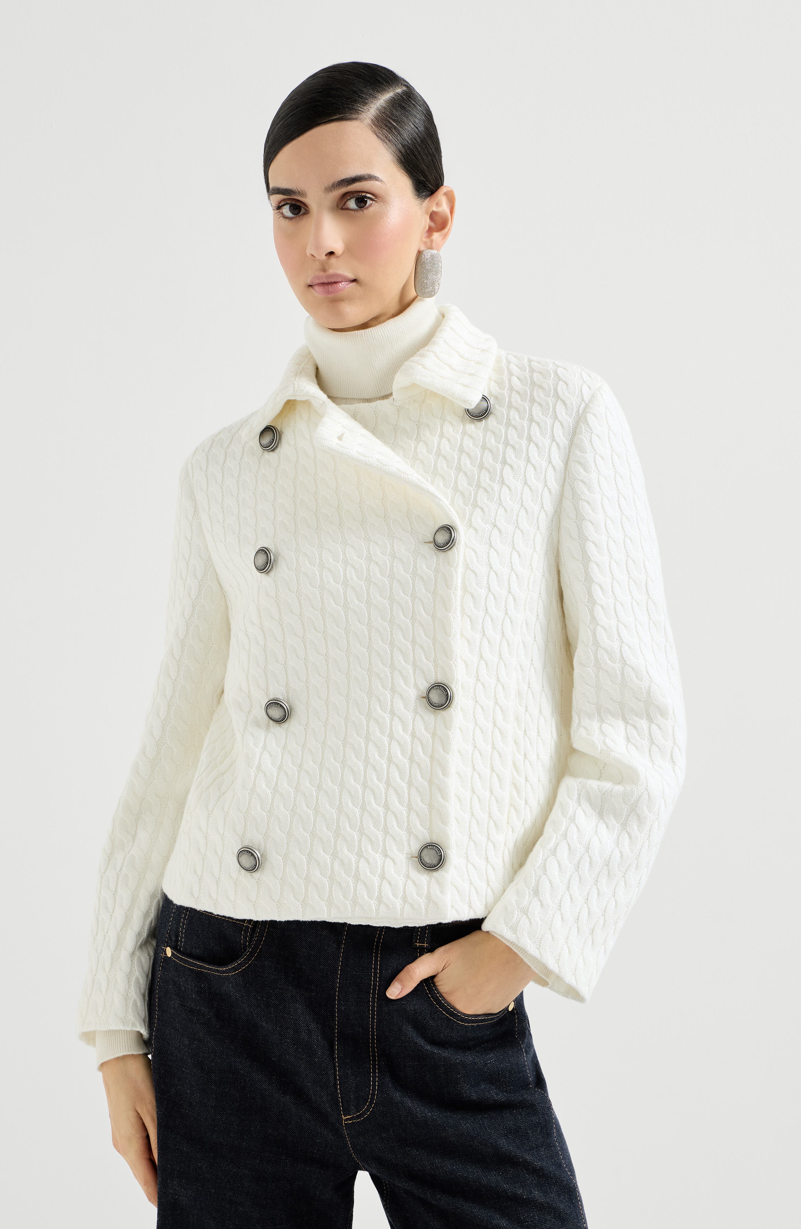 Cable knit blazer