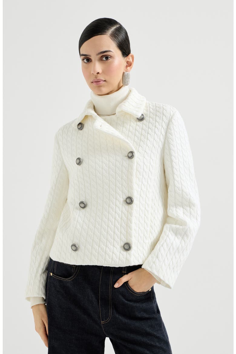 Cable knit blazer, Main, color, White