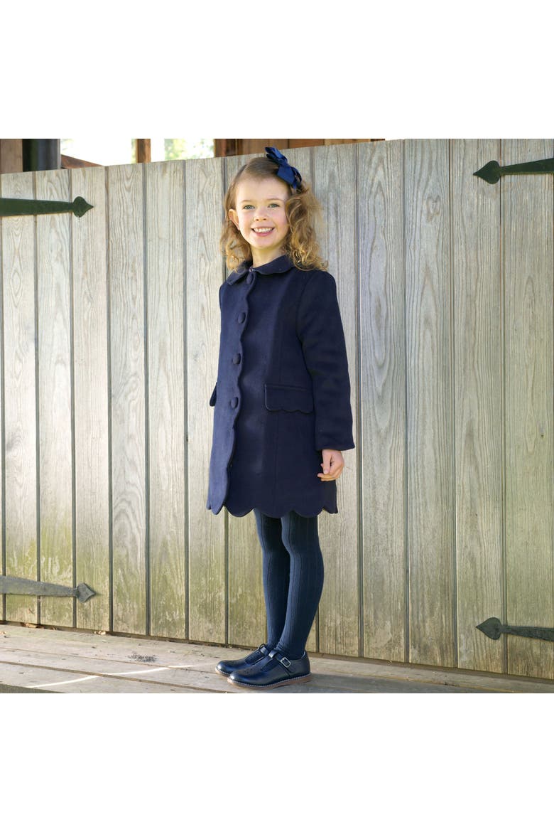 Velvet Trim Dress Coat, Alternate, color, Navy