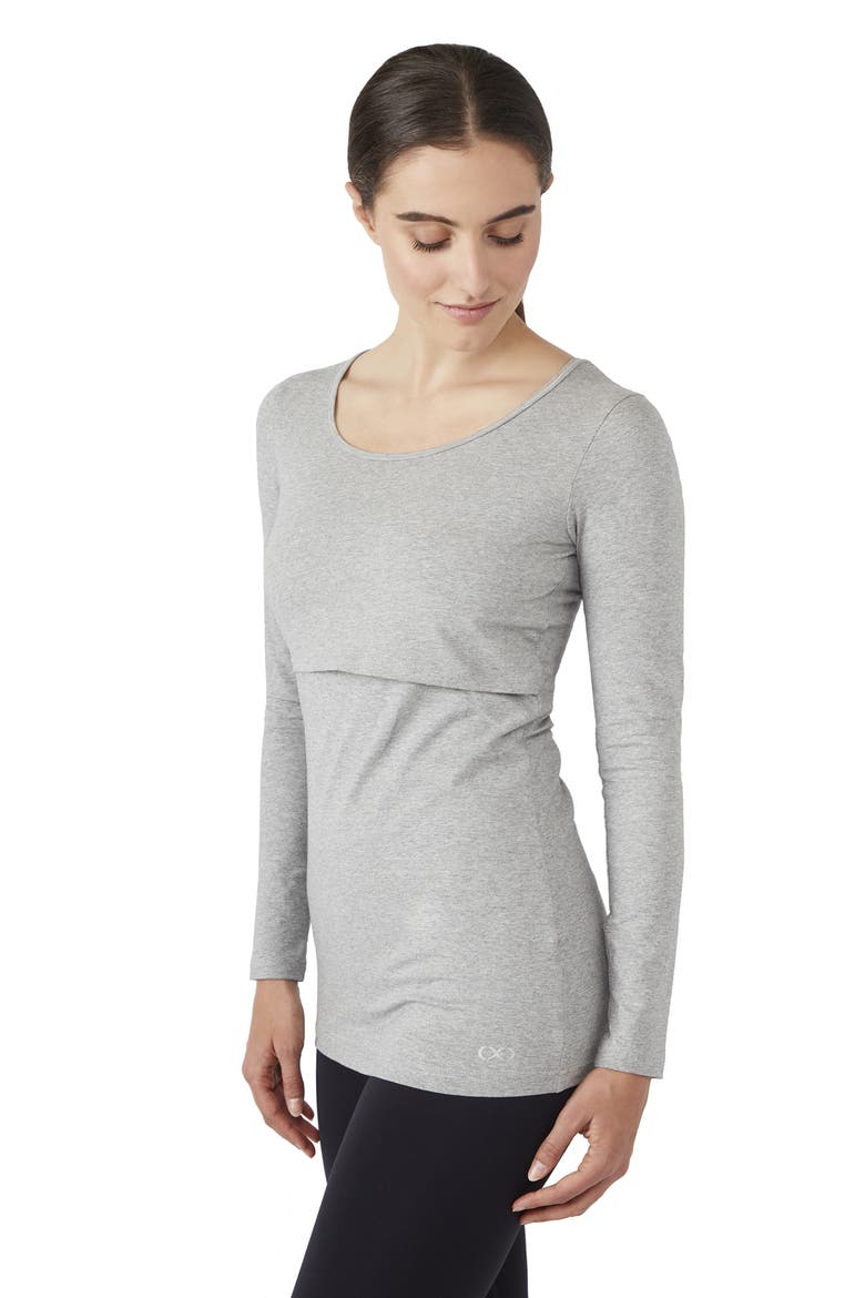 Maternity/Nursing Tee, Alternate, color, STEEL GREY MELANGE