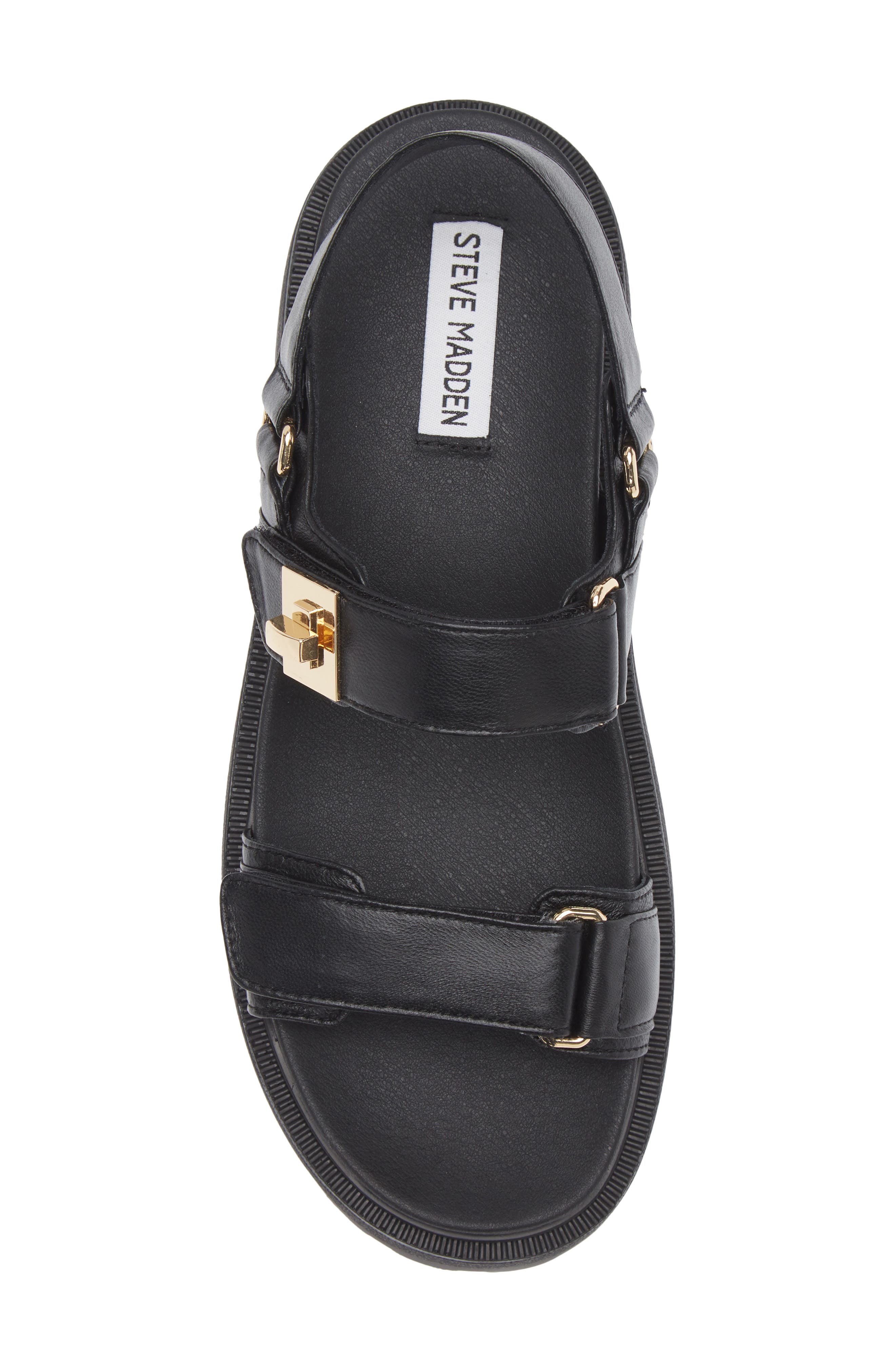 Steve Madden Supermona Lug Sole Slingback Sandal, Alternate, color, Black Leather