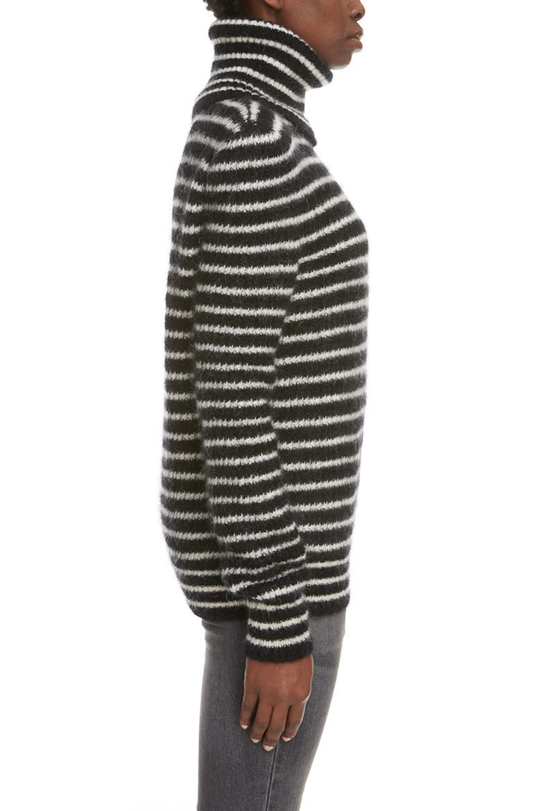 Stripe Turtleneck Sweater, Alternate, color, NOIR/ NATUREL