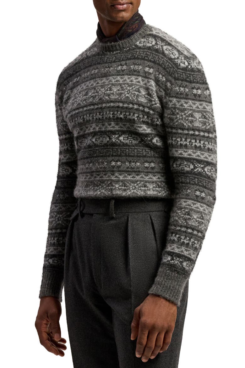 Fair Isle Cashmere Blend Sweater, Alternate, color, GREY MULTI