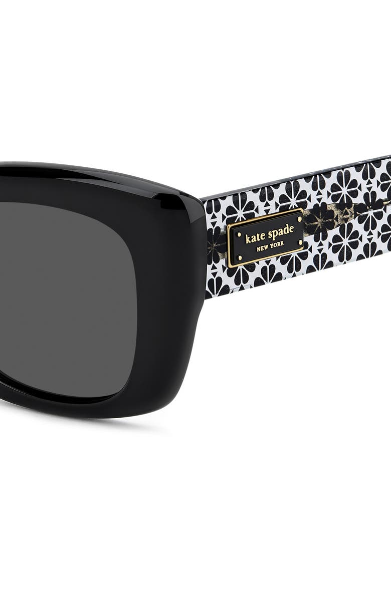 Kate Spade New York jenell 51mm polarized rectangular sunglasses, Alternate, color, Black