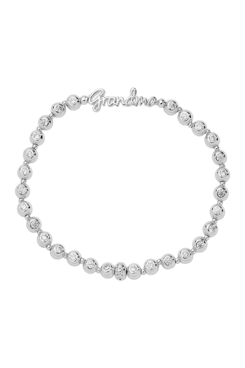 Grandma Elongated Crystal Stretch Bracelet, Main, color, Silver