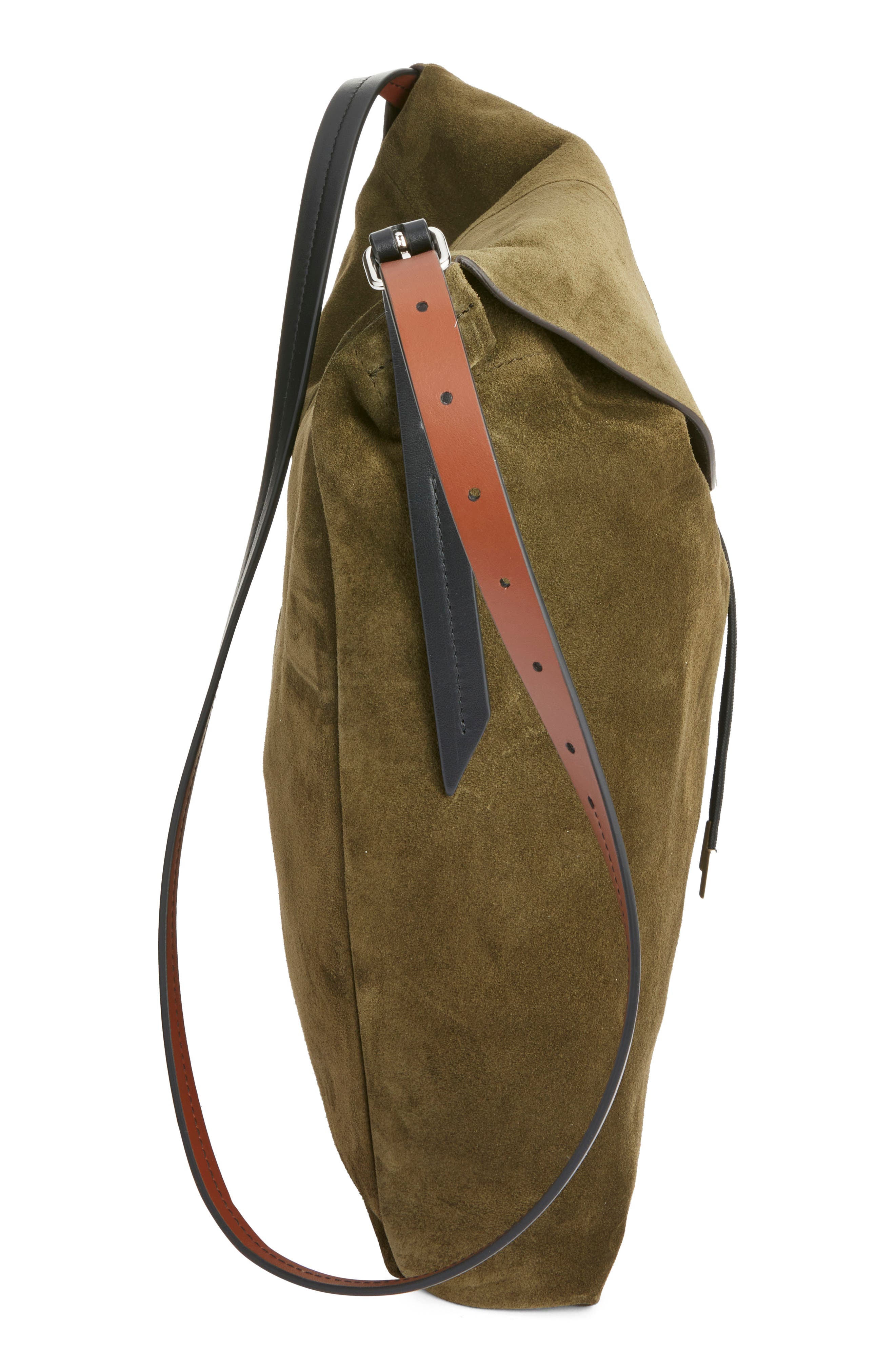 Maison Margiela Small Drawstring Suede Hobo Bag, Alternate, color, 