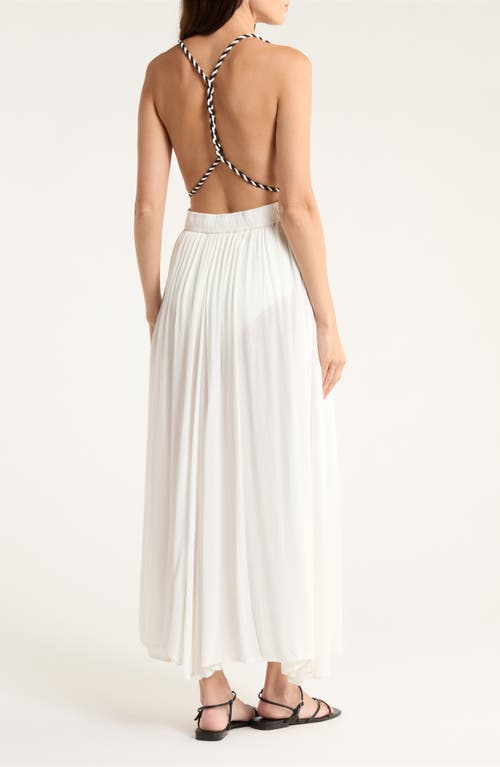 Elan Plunge Tie Belt Maxi Cover-up Dress In White