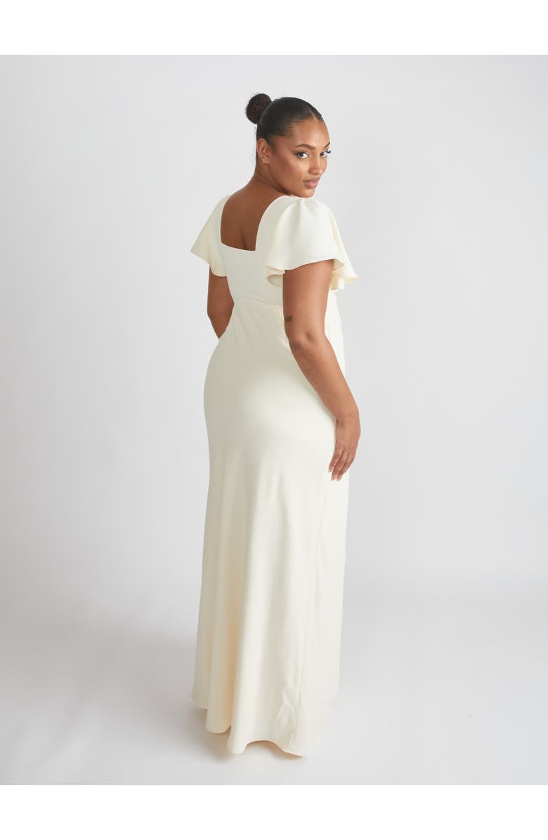 Six Stories Square Neck Crepe Bridesmaid Dress, Alternate, color, Almond