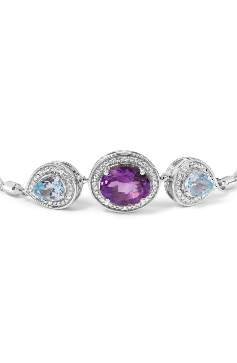 Haus of Brilliance Silver Amethyst & Topaz with Diamond Bolo Bracelet, Alternate, color, White