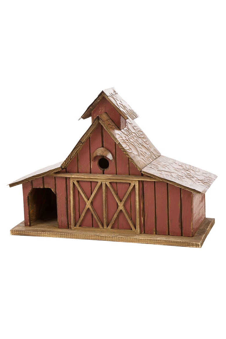 20.75"L Extra-Large Rustic Wood Barn Birdhouse, Main, color, Red