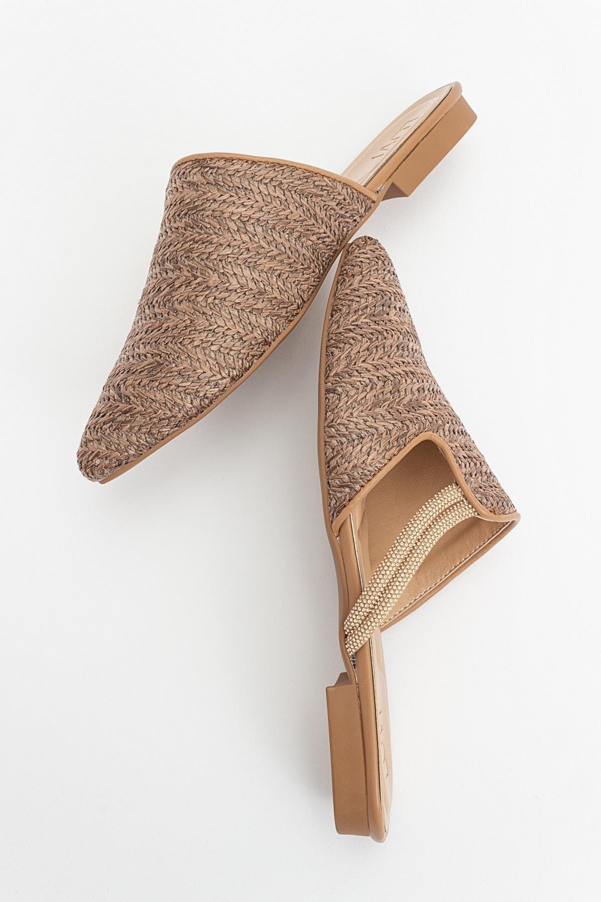 Pesa Woven Slippers, Alternate, color, Brown Faux Leather