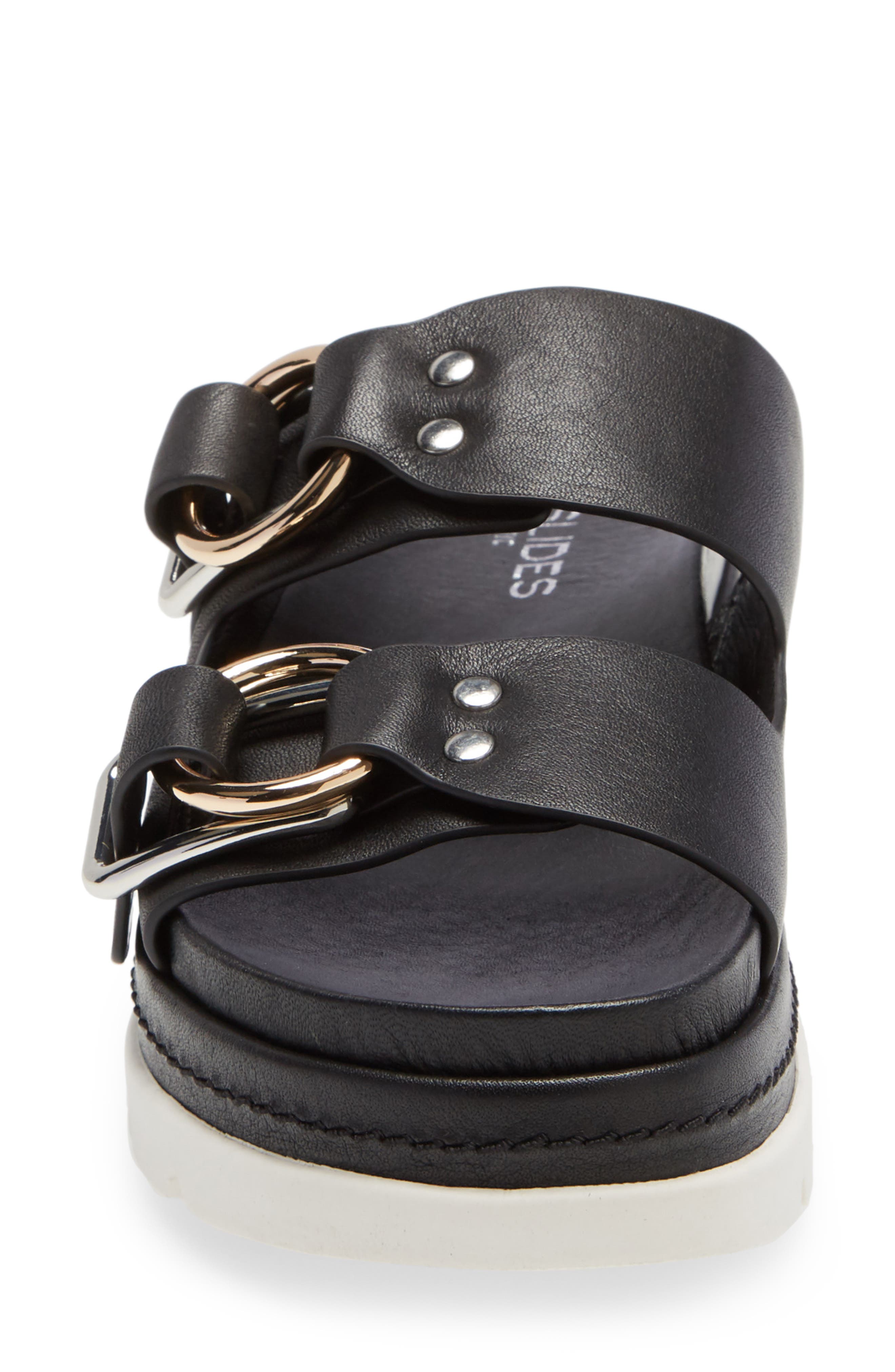 Baha Slide Sandal, Alternate, color, BLACK LEATHER