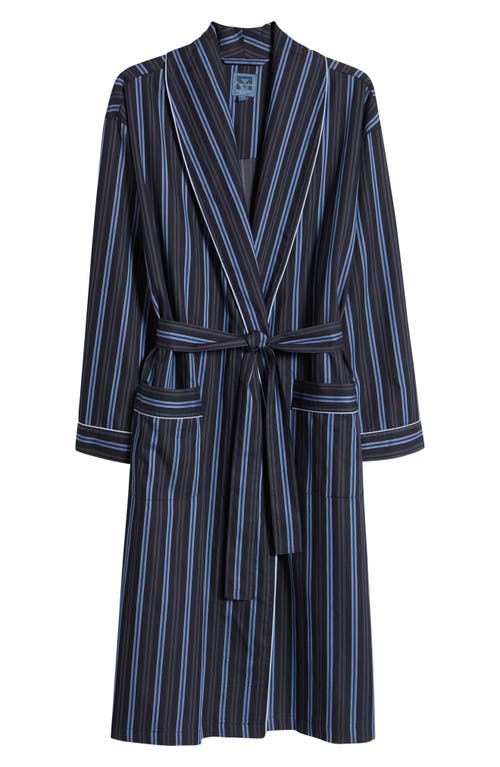 Majestic International Stripe Shawl Collar Cotton Robe In Stone