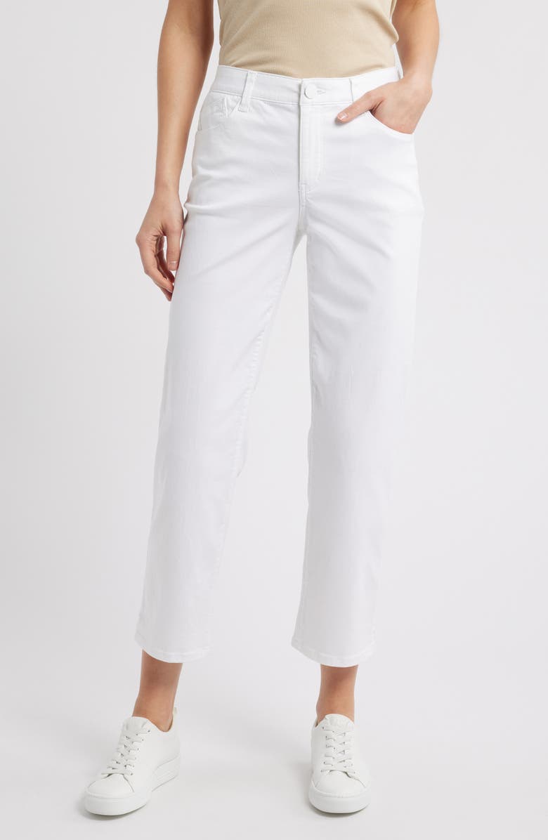 Wit & Wisdom High Waist Straight Leg Stretch Twill Pants, Main, color, Optic White