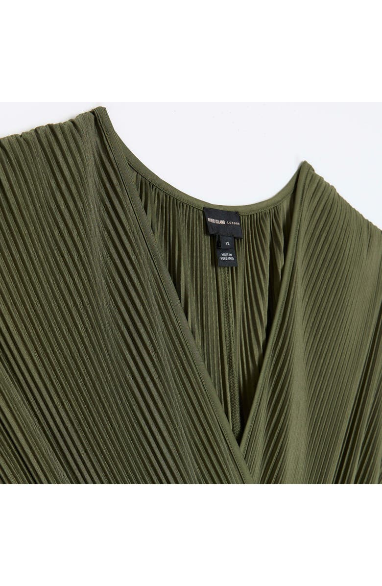 River Island Plissé Surplice Wide Leg Jumpsuit, Alternate, color, 