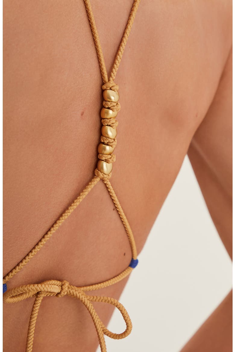 Firenze Paige Beaded Racerback Bikini Top, Alternate, color, BLUE