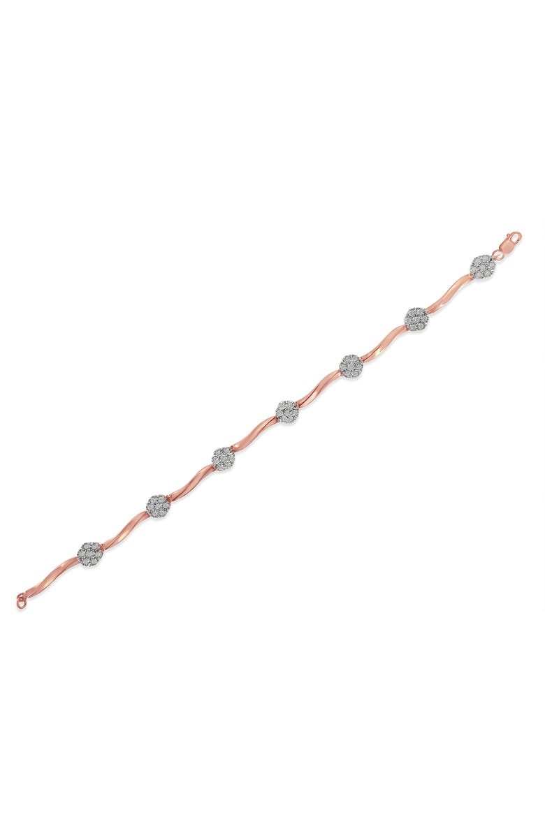 Haus of Brilliance . 10k Rose Gold Over Silver 1.0 cttw Diamond Floral Link Bracelet, Alternate, color, Pink