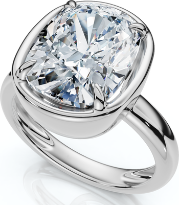 Certified 4Ct Cushion Diamond Bezel Prong Engagement Ring 14k Gold Pt Lab Grown