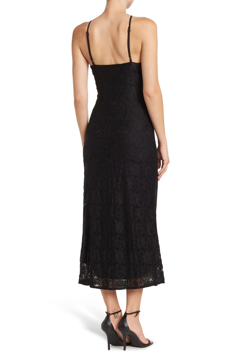 Halter Lace Midi Dress, Alternate, color, BLACK