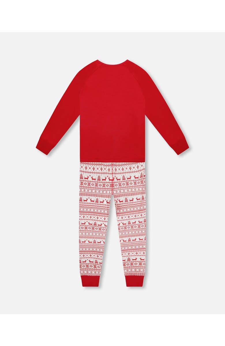 Deux par Deux Adult Women Organic Cotton Two-Piece Pajamas, Alternate, color, Red And White Fairisle