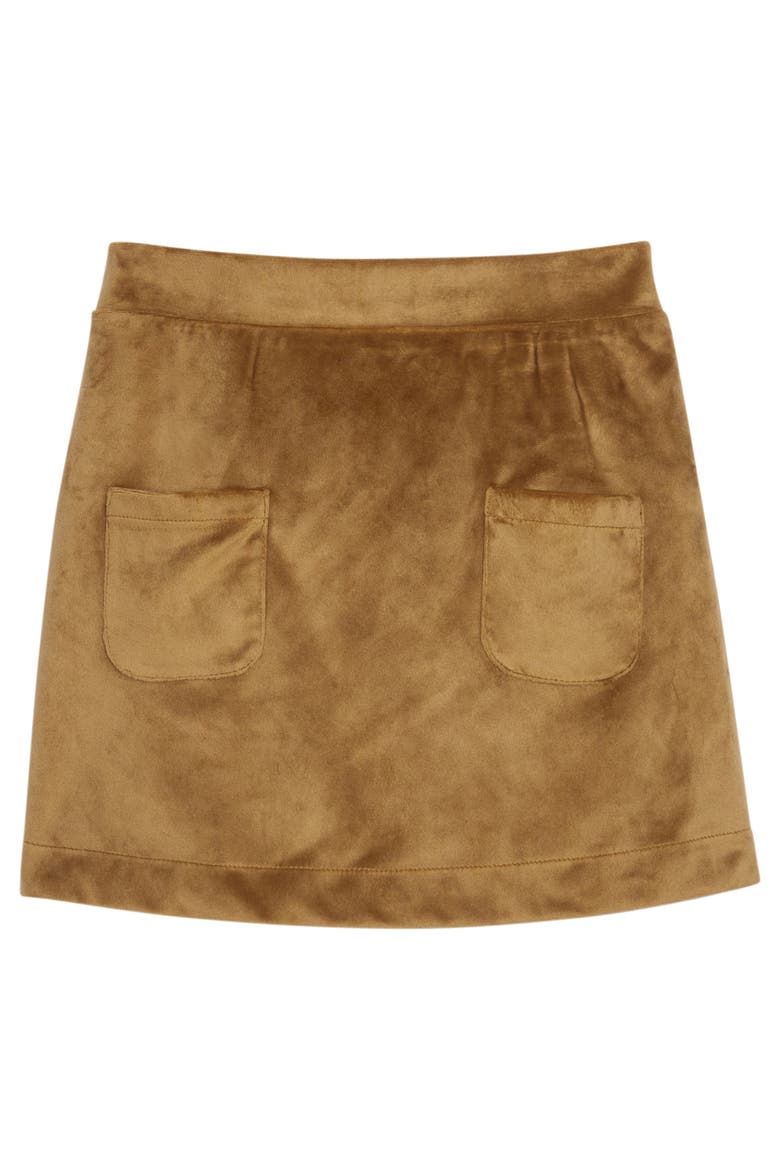 Kids' Faux-Suede Mini Skort, Main, color, Brown Faux Suede